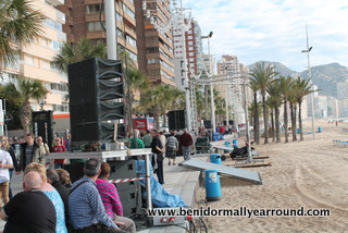 screen and speakers along levante beach