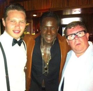 Kojo with Benidorm cast Perry Benson and Danny Walters