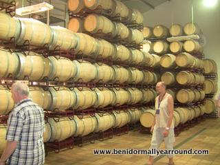 Wine barrels maturing