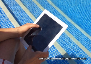 ipad by poolside